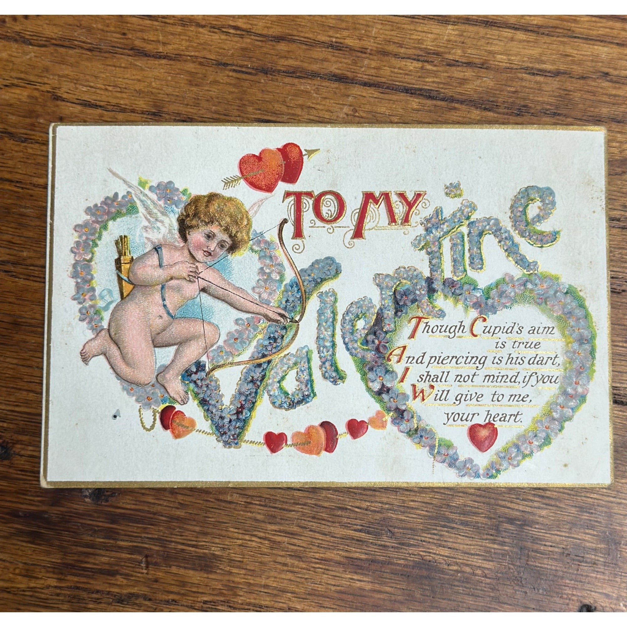 Valentine's Day Postcard 1910 Cupid Bow & Arrow Valentine BPC 208