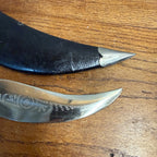 Vintage India Curved Kukri Style Knife Dagger Etched Blade w/ Sheath Ornate