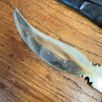 Vintage India Curved Kukri Style Knife Dagger Etched Blade w/ Sheath Ornate