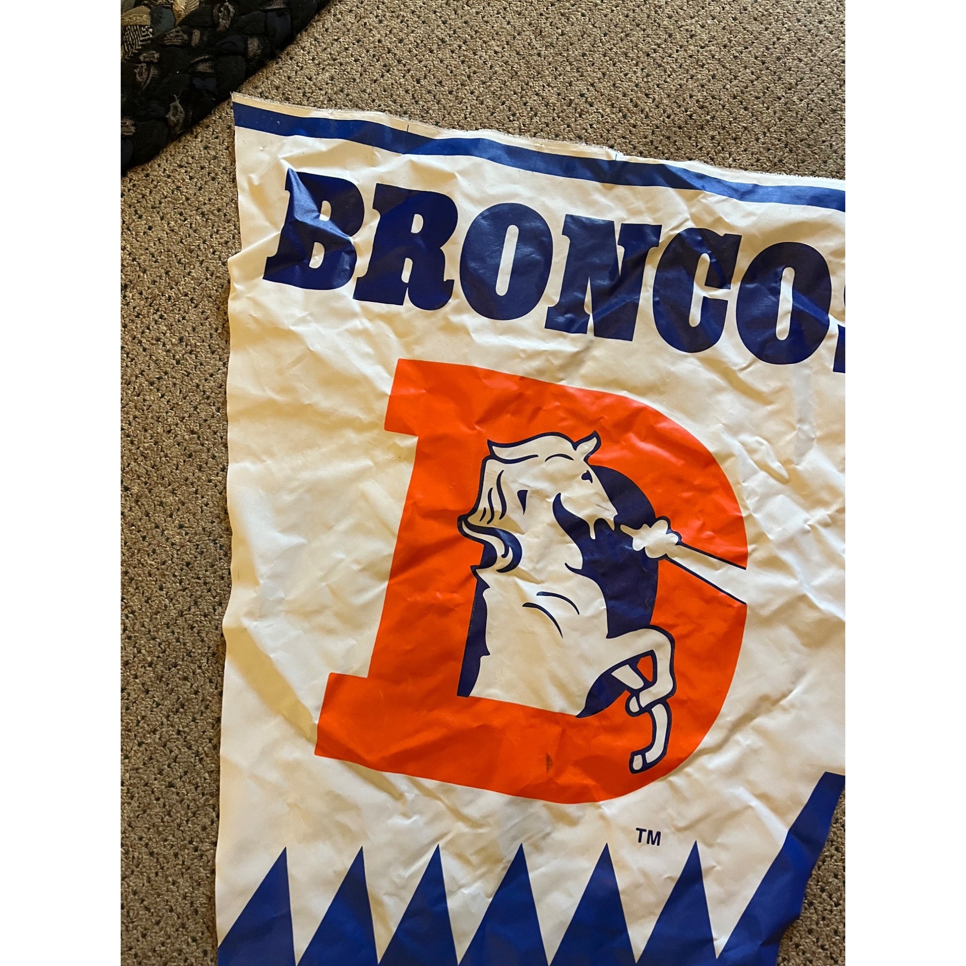 Vintage 1990s Miller Lite Beer Denver Broncos Bar NFL Pennant Flag Banner