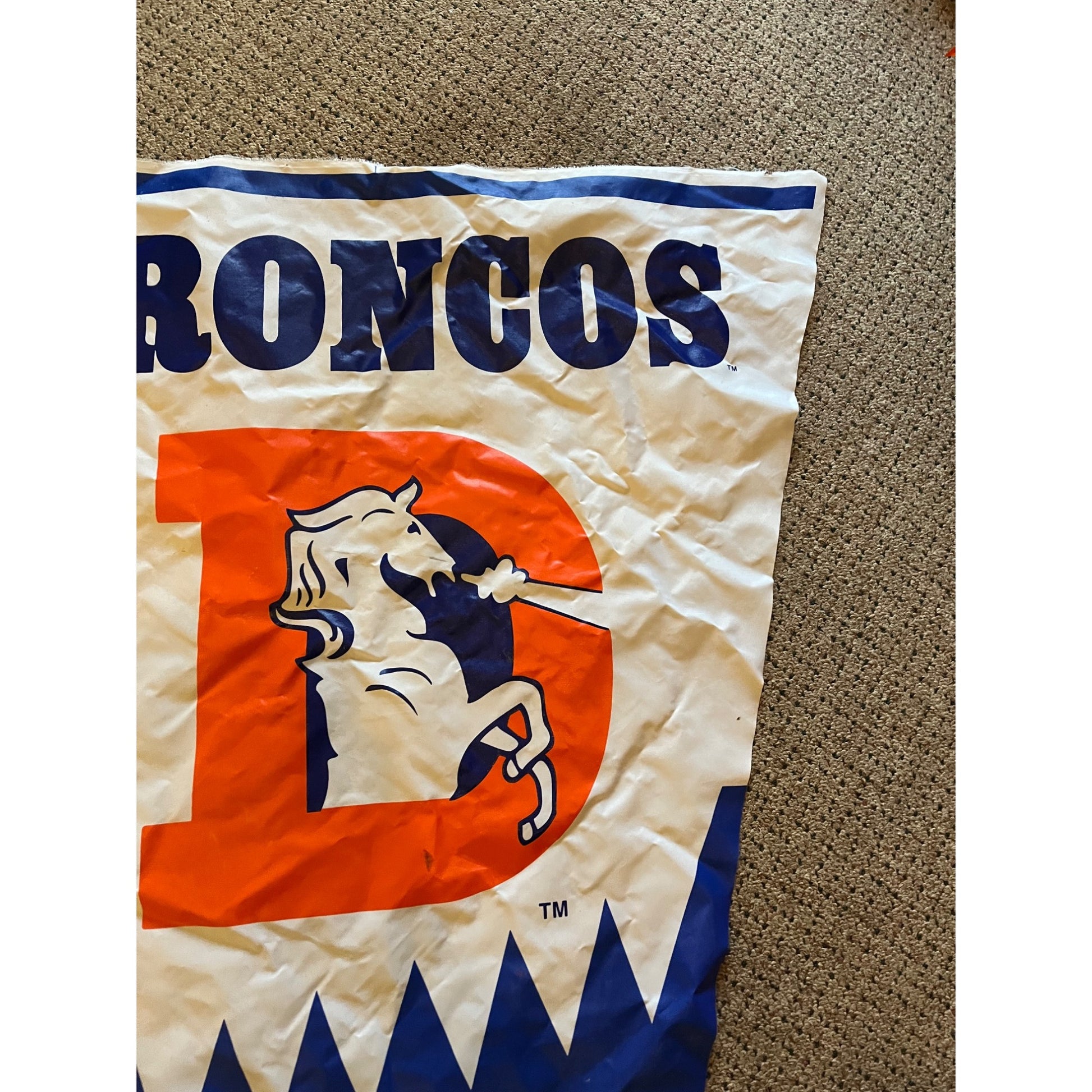 Vintage 1990s Miller Lite Beer Denver Broncos Bar NFL Pennant Flag Banner
