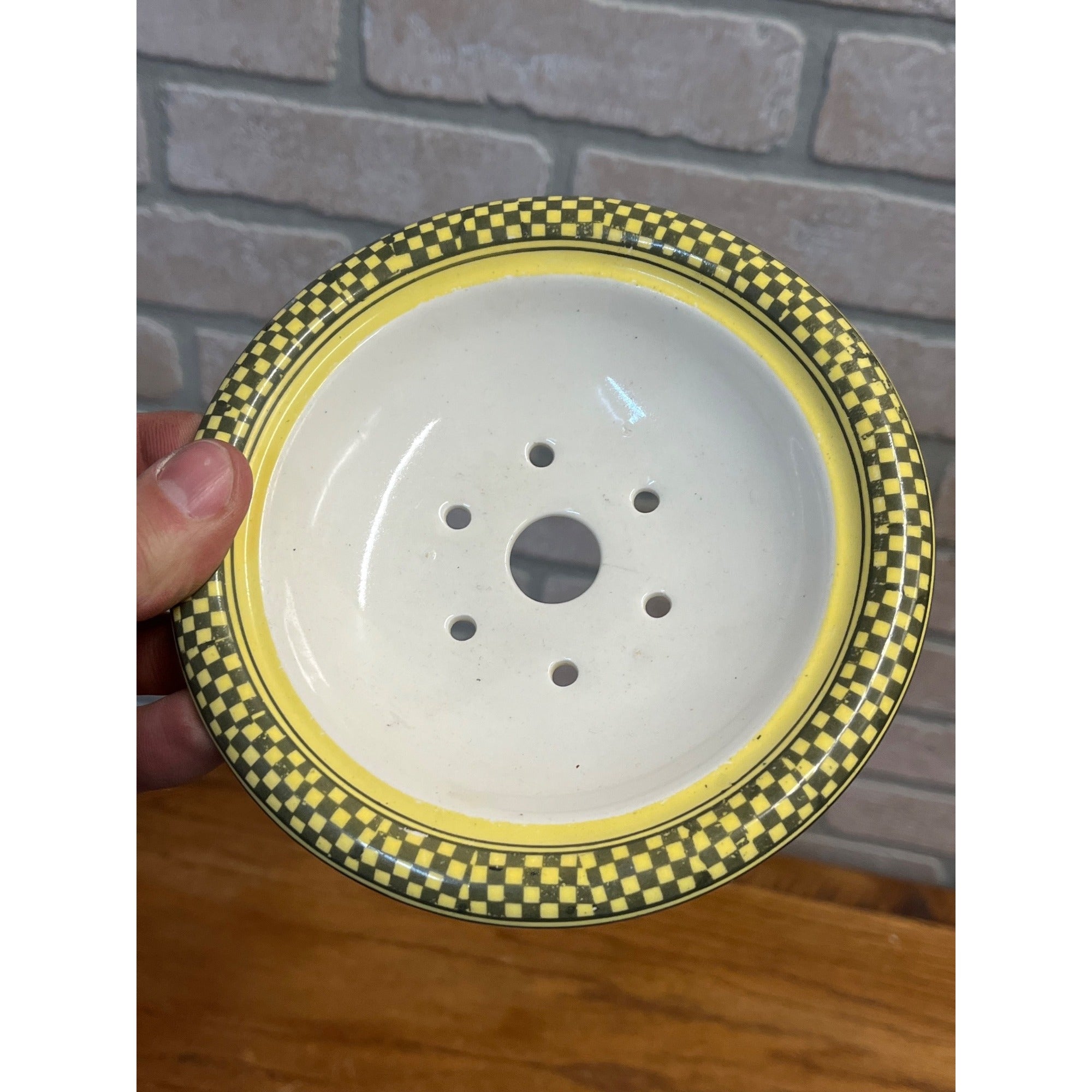 RARE Vintage Crown Ducal Porcelain Berry Strainer Wash Drain Bowl w/ Top Plate