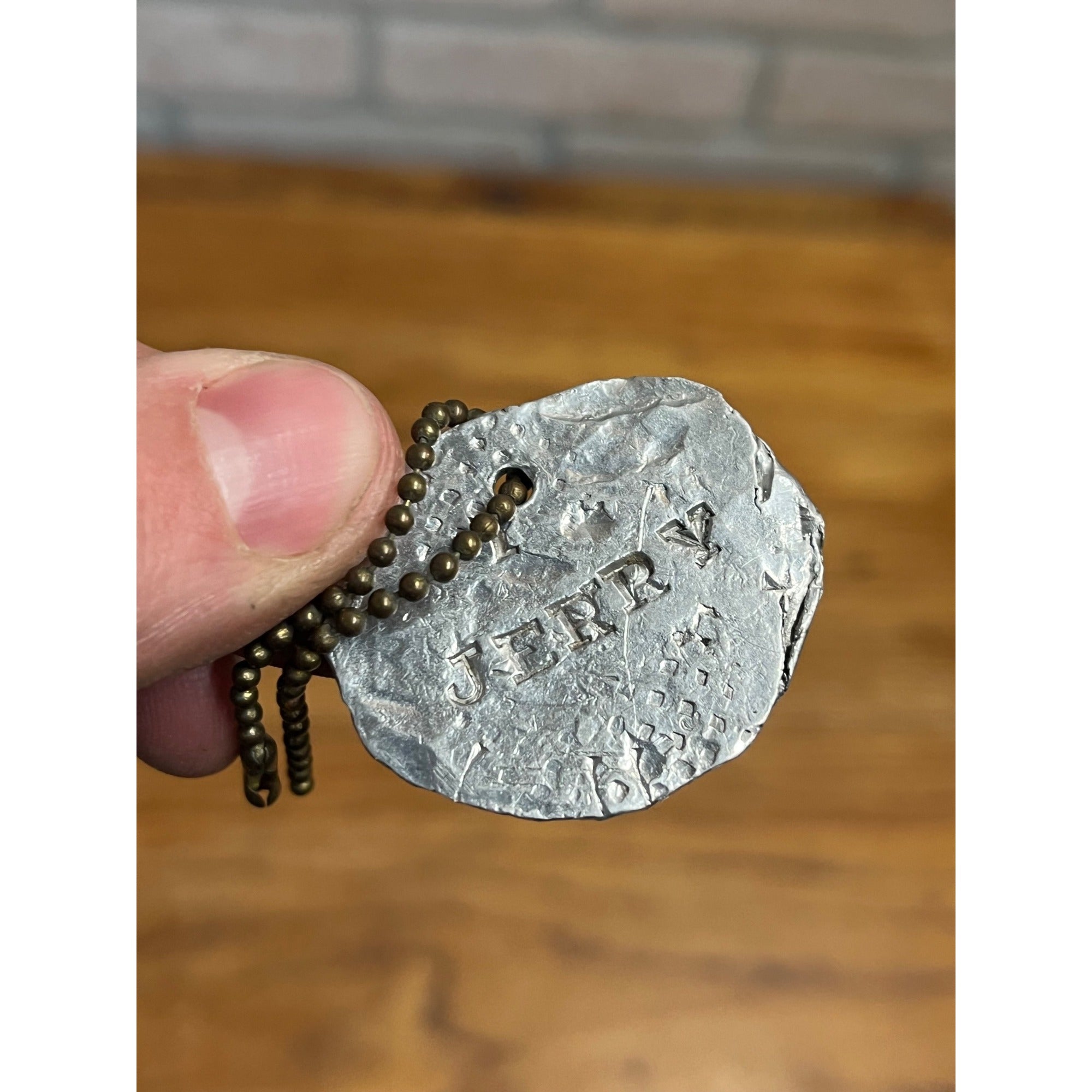 Vintage WWII Theatre Field Made? Dog Tag ID Handmade US Army