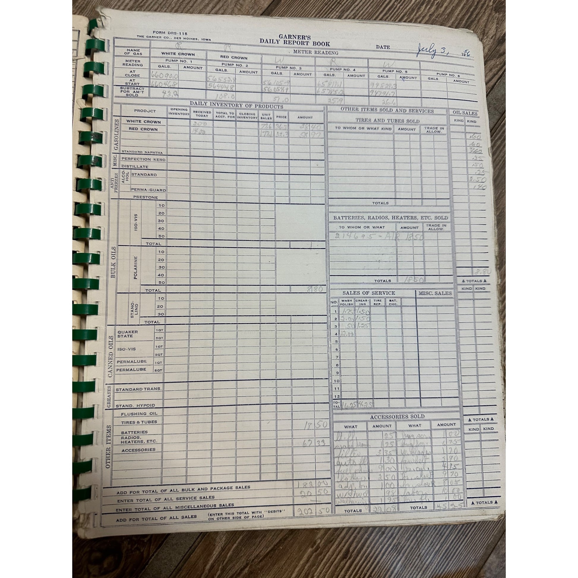 Vintage 1950s Standard Oil Service Station Report Transaction Log Books Lot (4)