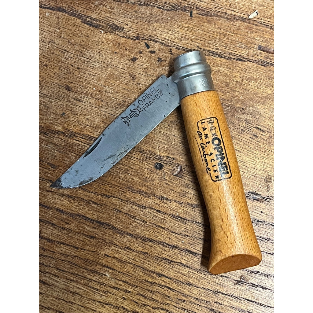 Opinel No.8 Carbon Steel Folding Pocket Knife Locking Bld Made In France Vintage