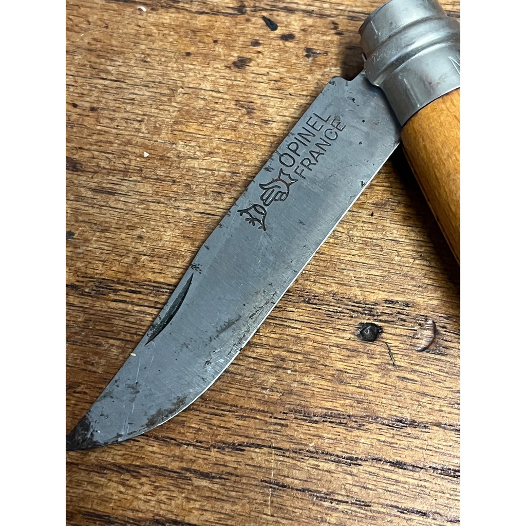 Opinel No.8 Carbon Steel Folding Pocket Knife Locking Bld Made In France Vintage
