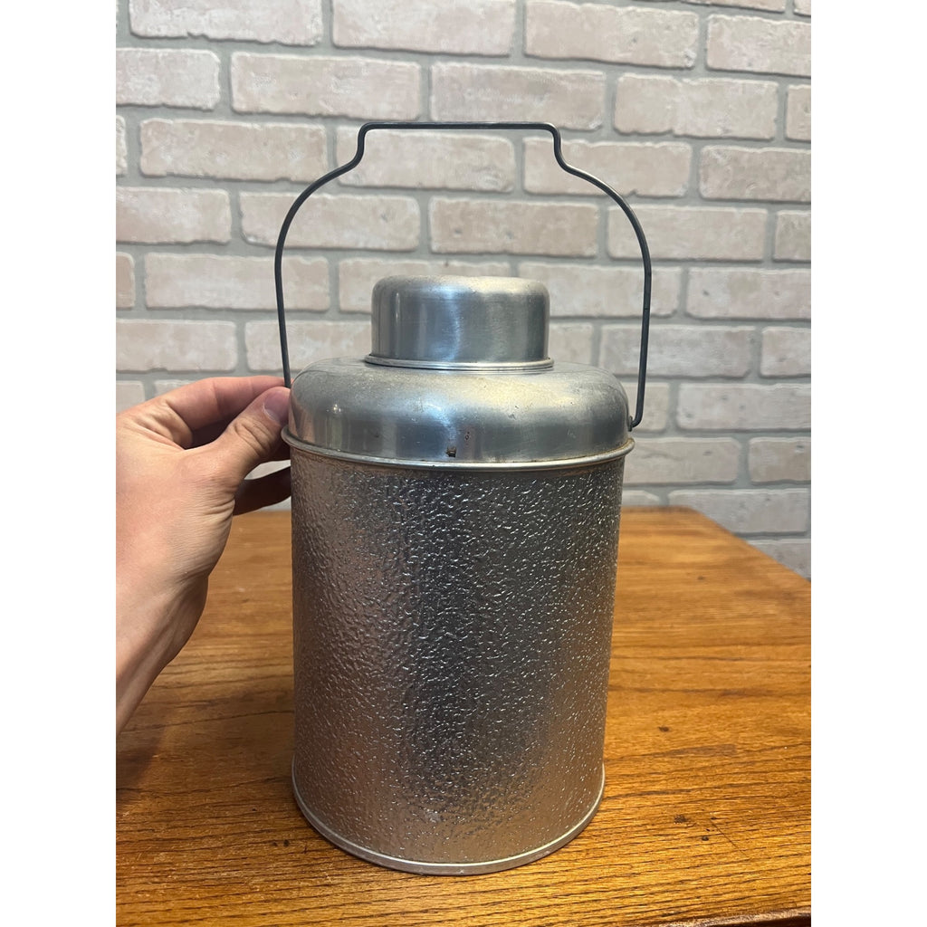 Vintage Aluminum Glass Insulated Picnic Jug Thermos Half Gallon MCM