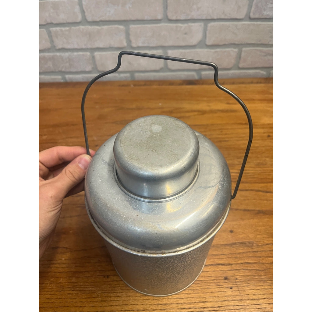 Vintage Aluminum Glass Insulated Picnic Jug Thermos Half Gallon MCM