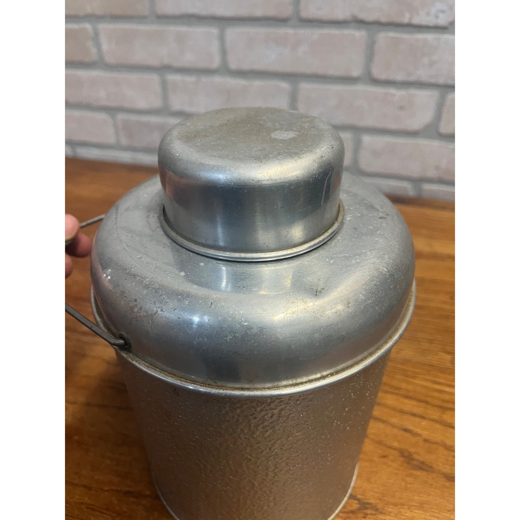 Vintage Aluminum Glass Insulated Picnic Jug Thermos Half Gallon MCM