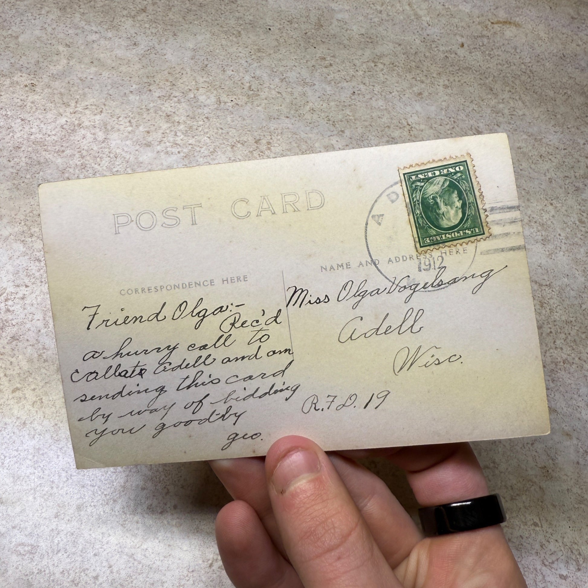 RPPC Adell Wis Business District 1908 Postcard 1912 postmark