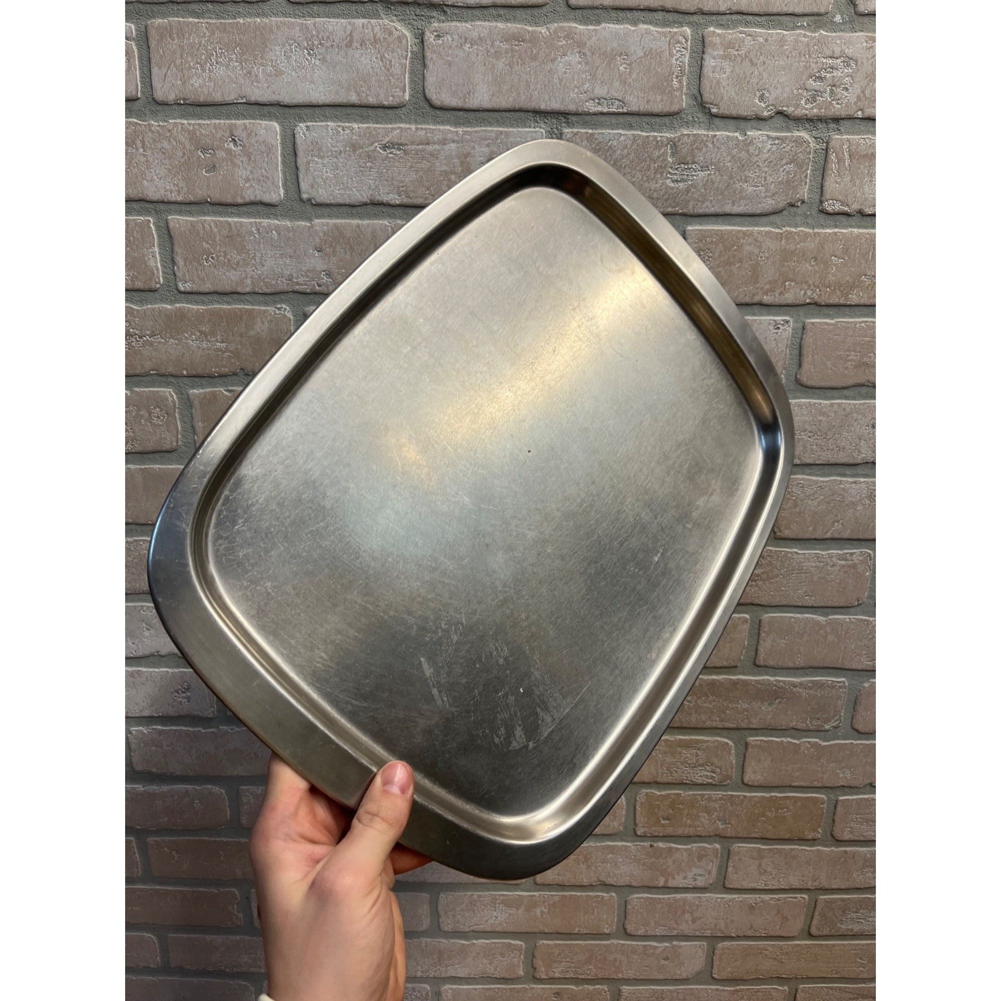 Vintage Old Hall Stainless Steel Rectangular Serving Tray MCM 1960s -- 16 x 12.5