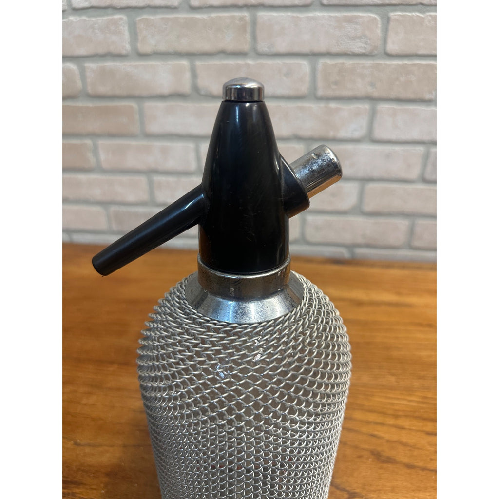 Vintage Art Deco 1940s Soda Siphon Seltzer Bottle Wire Mesh Barware