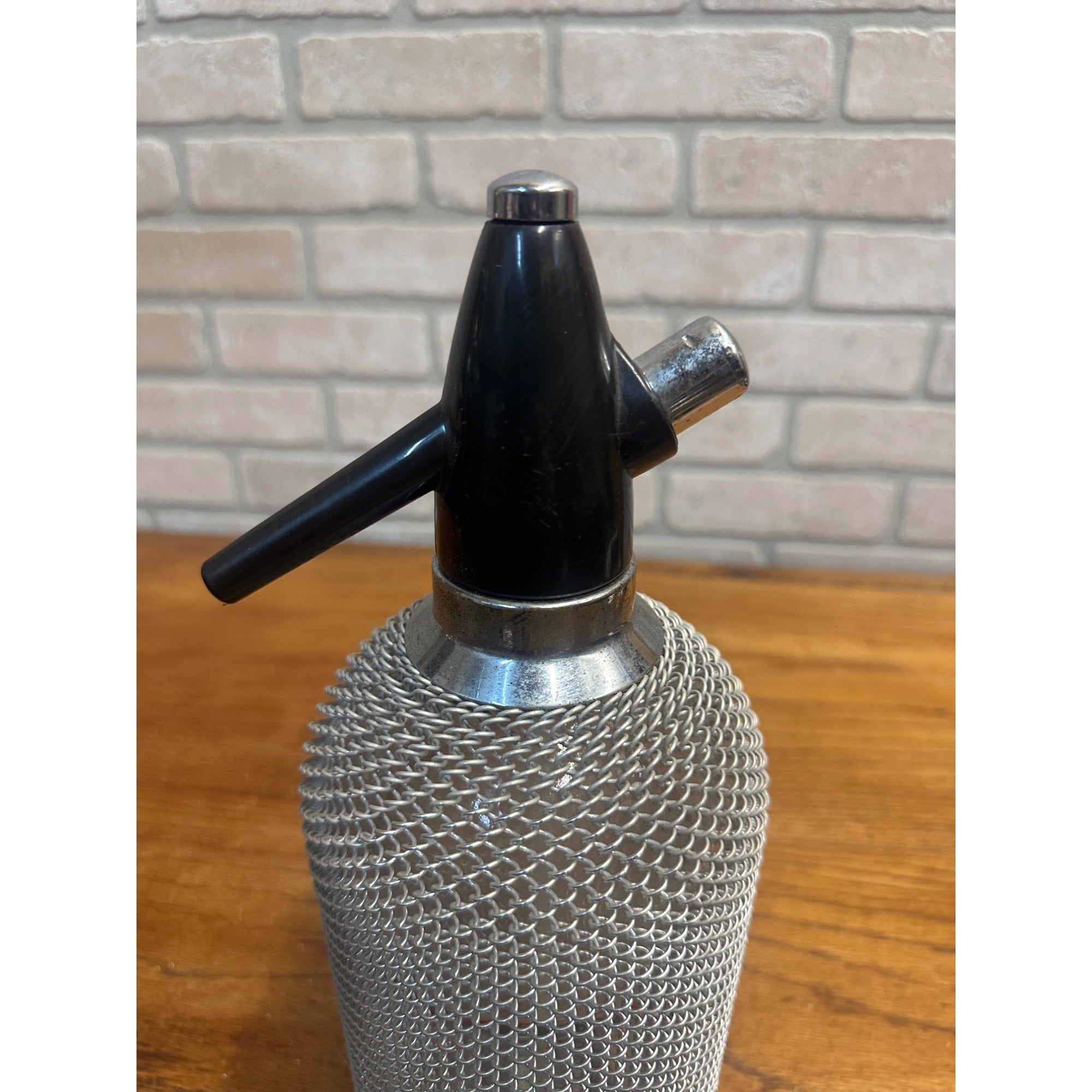 Vintage Art Deco 1940s Soda Siphon Seltzer Bottle Wire Mesh Barware