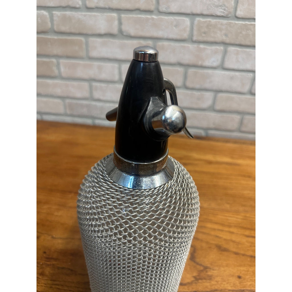 Vintage Art Deco 1940s Soda Siphon Seltzer Bottle Wire Mesh Barware