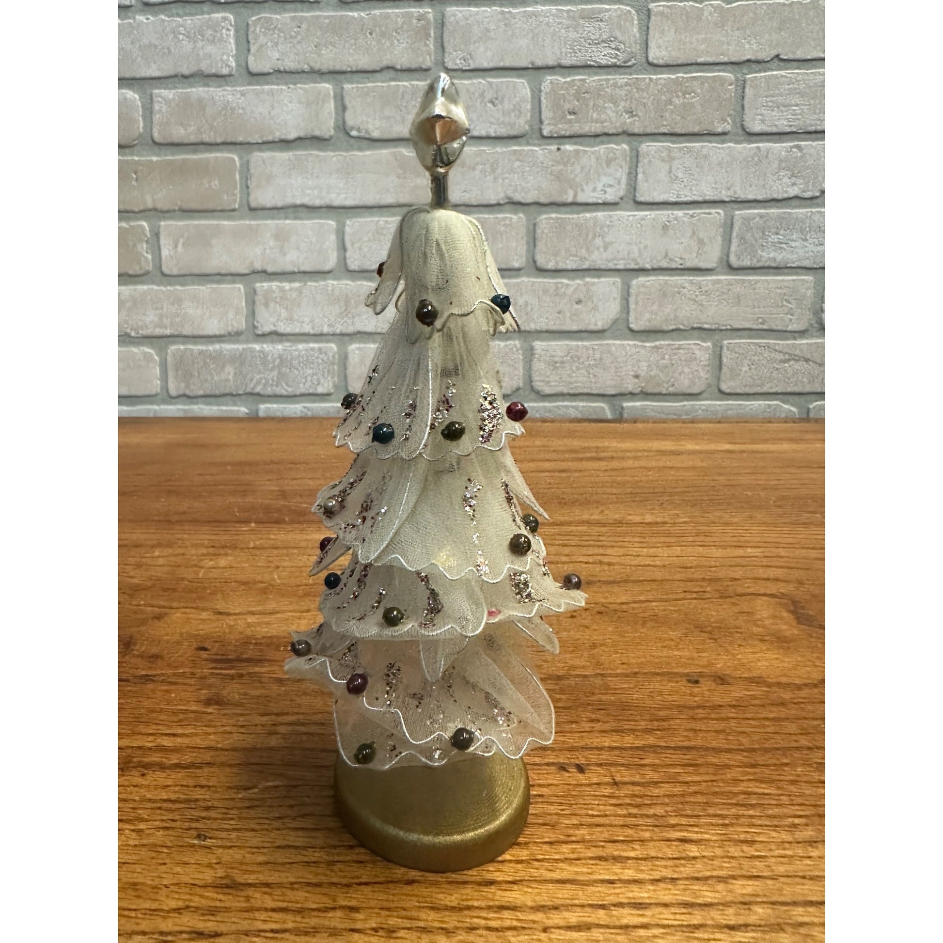 Vintage Tulle Mesh Doll House Mini Glass Ornaments 7.5" Christmas Tree Japan