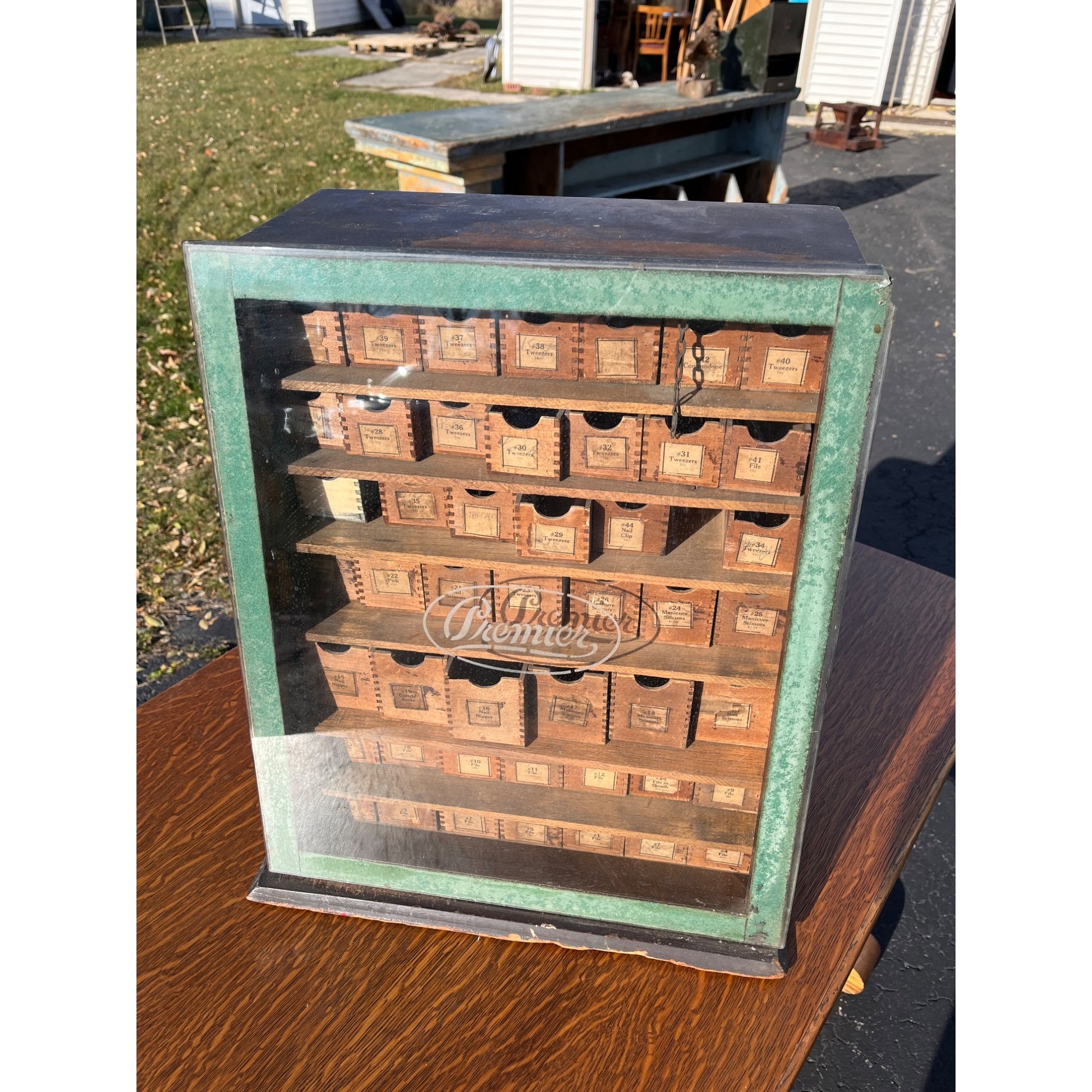 Vintage Premier Apothecary Drug Store Display Cabinet w/ Drawers Advertising