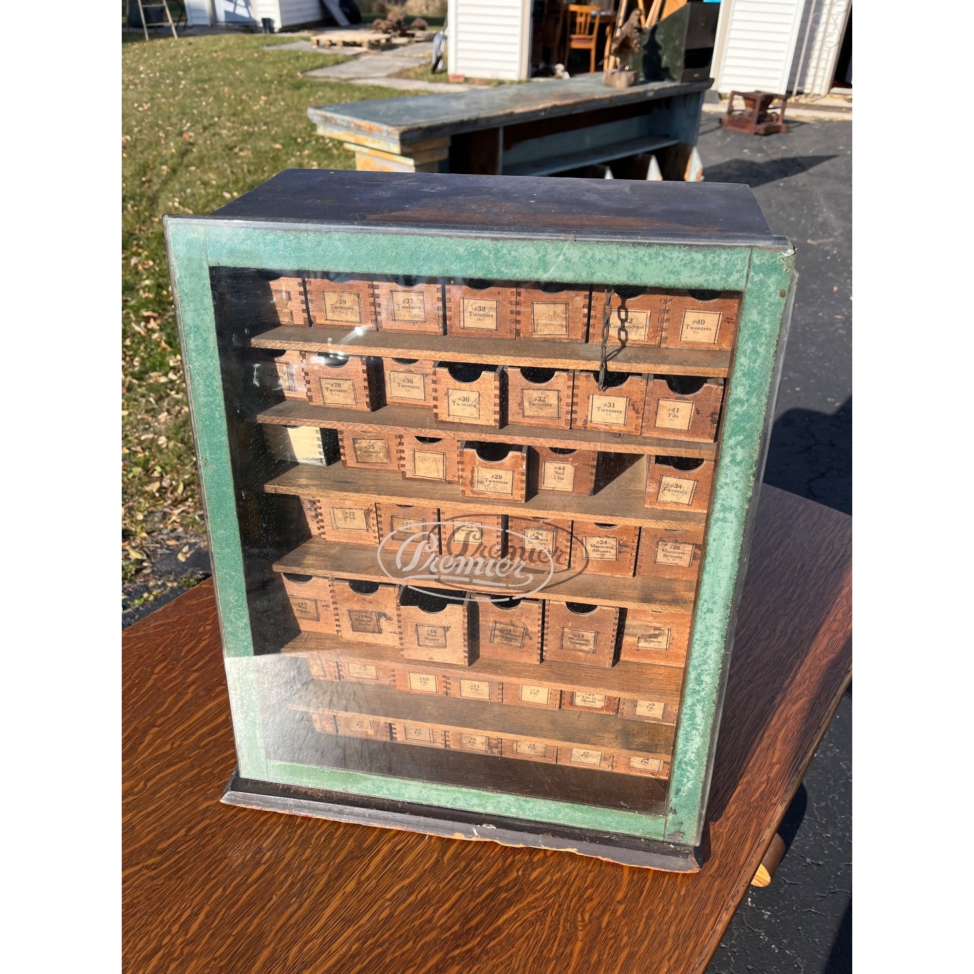 Vintage Premier Apothecary Drug Store Display Cabinet w/ Drawers Advertising