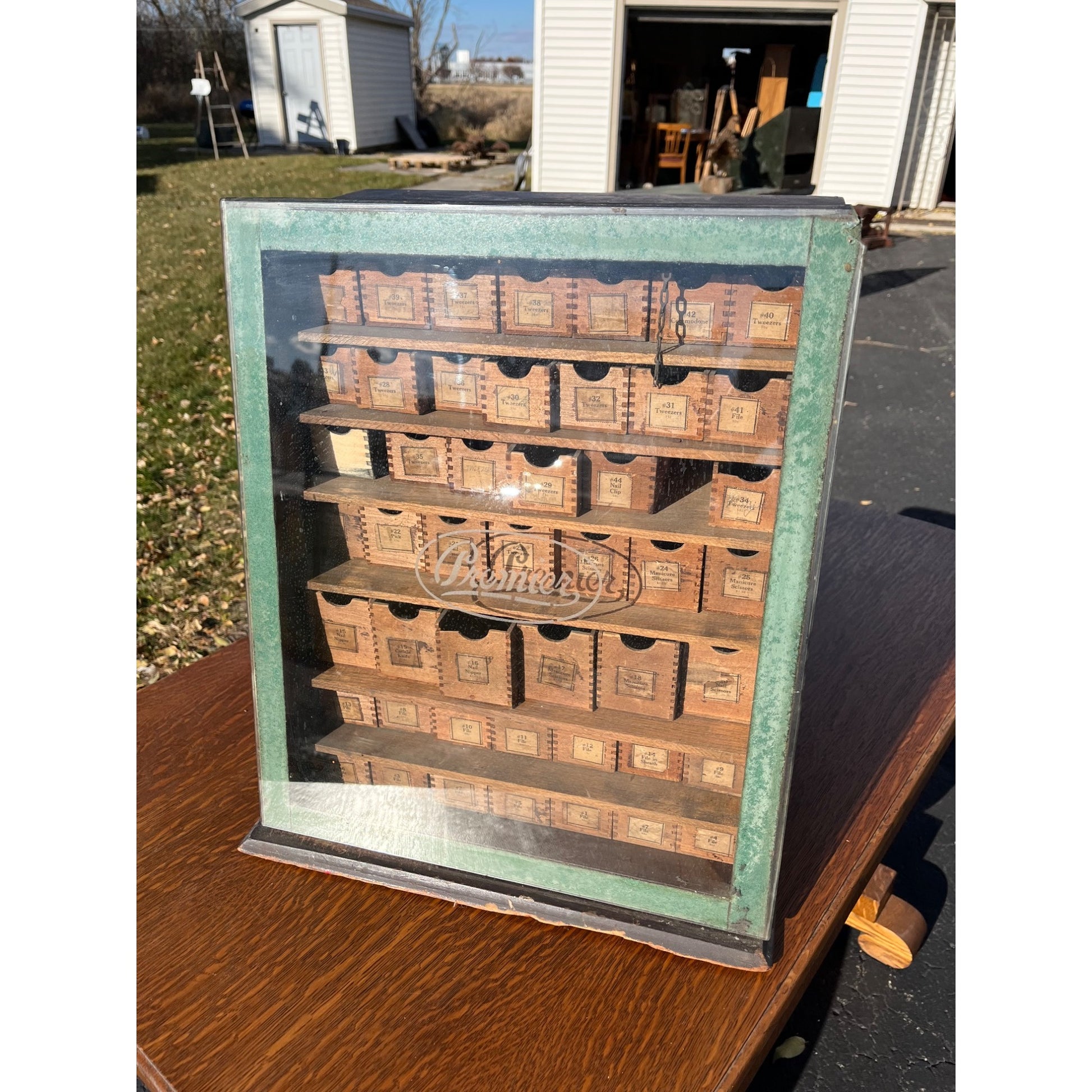 Vintage Premier Apothecary Drug Store Display Cabinet w/ Drawers Advertising