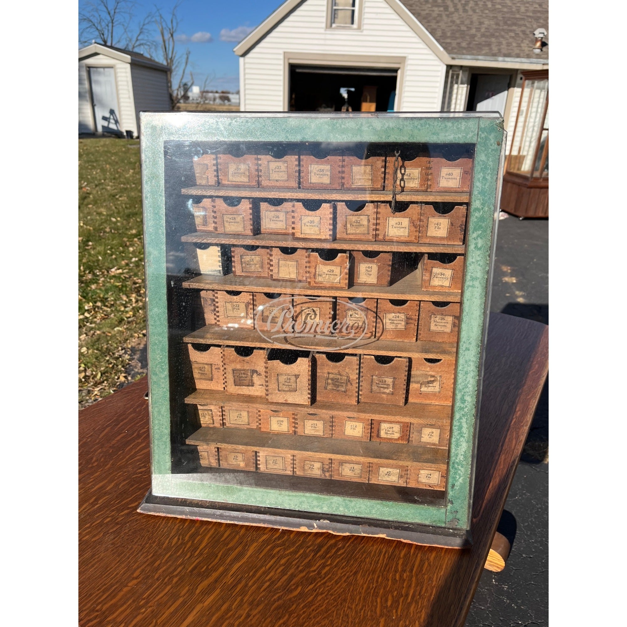 Vintage Premier Apothecary Drug Store Display Cabinet w/ Drawers Advertising