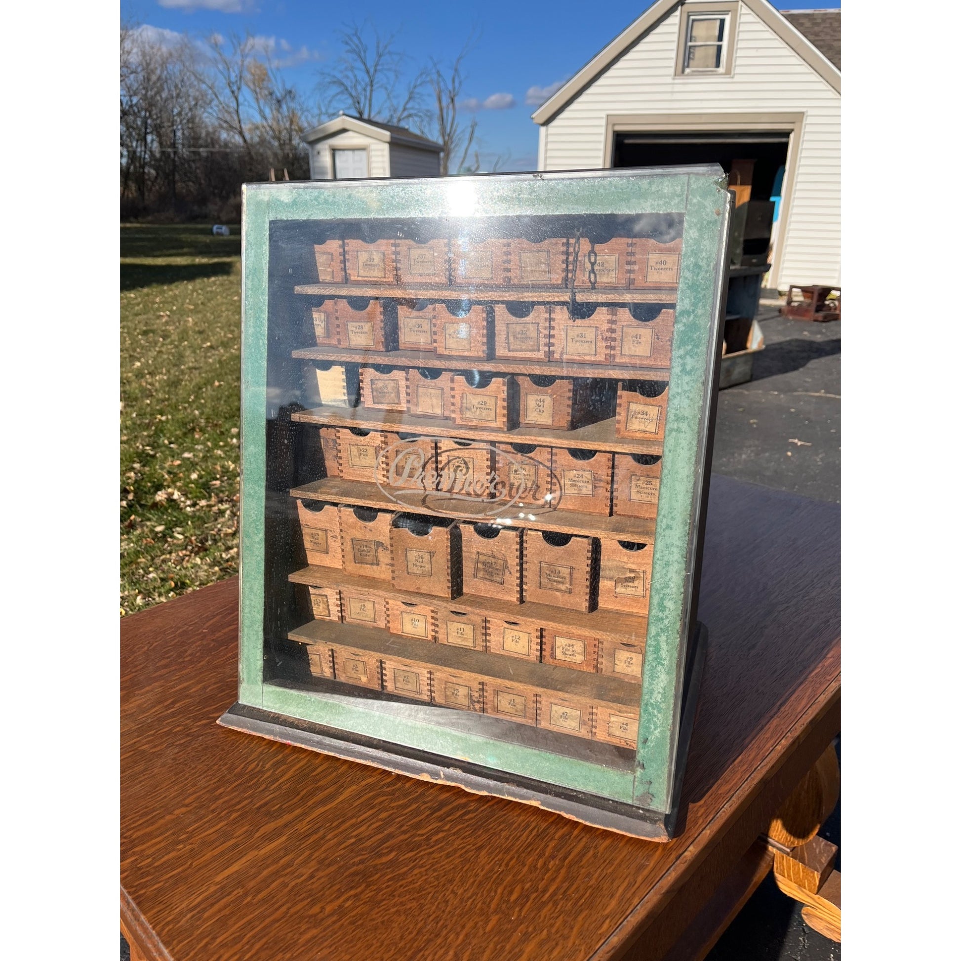 Vintage Premier Apothecary Drug Store Display Cabinet w/ Drawers Advertising