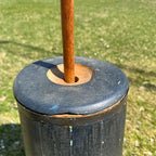 Antique Primitive Wooden Butter Churn Farmhouse Black Dark Blue