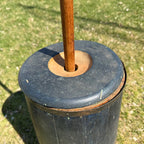 Antique Primitive Wooden Butter Churn Farmhouse Black Dark Blue