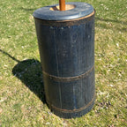 Antique Primitive Wooden Butter Churn Farmhouse Black Dark Blue