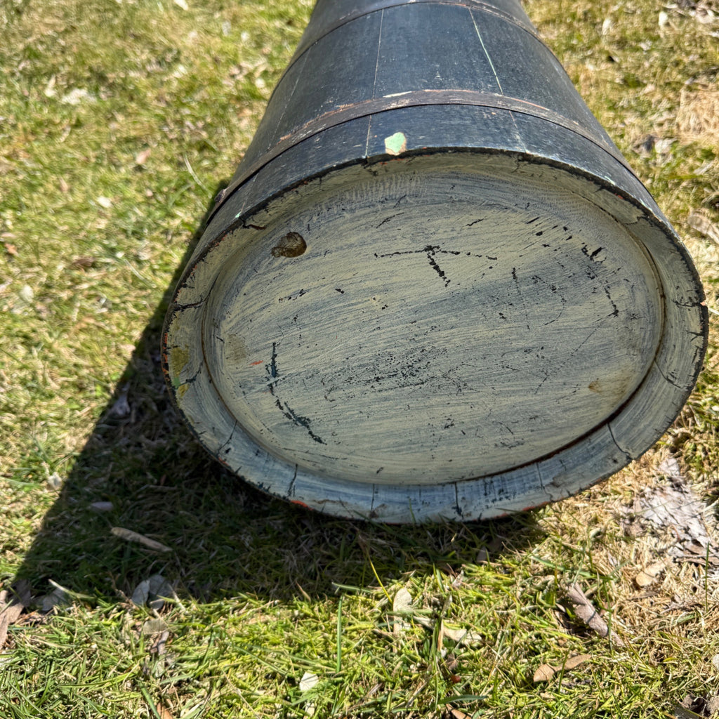 Antique Primitive Wooden Butter Churn Farmhouse Black Dark Blue