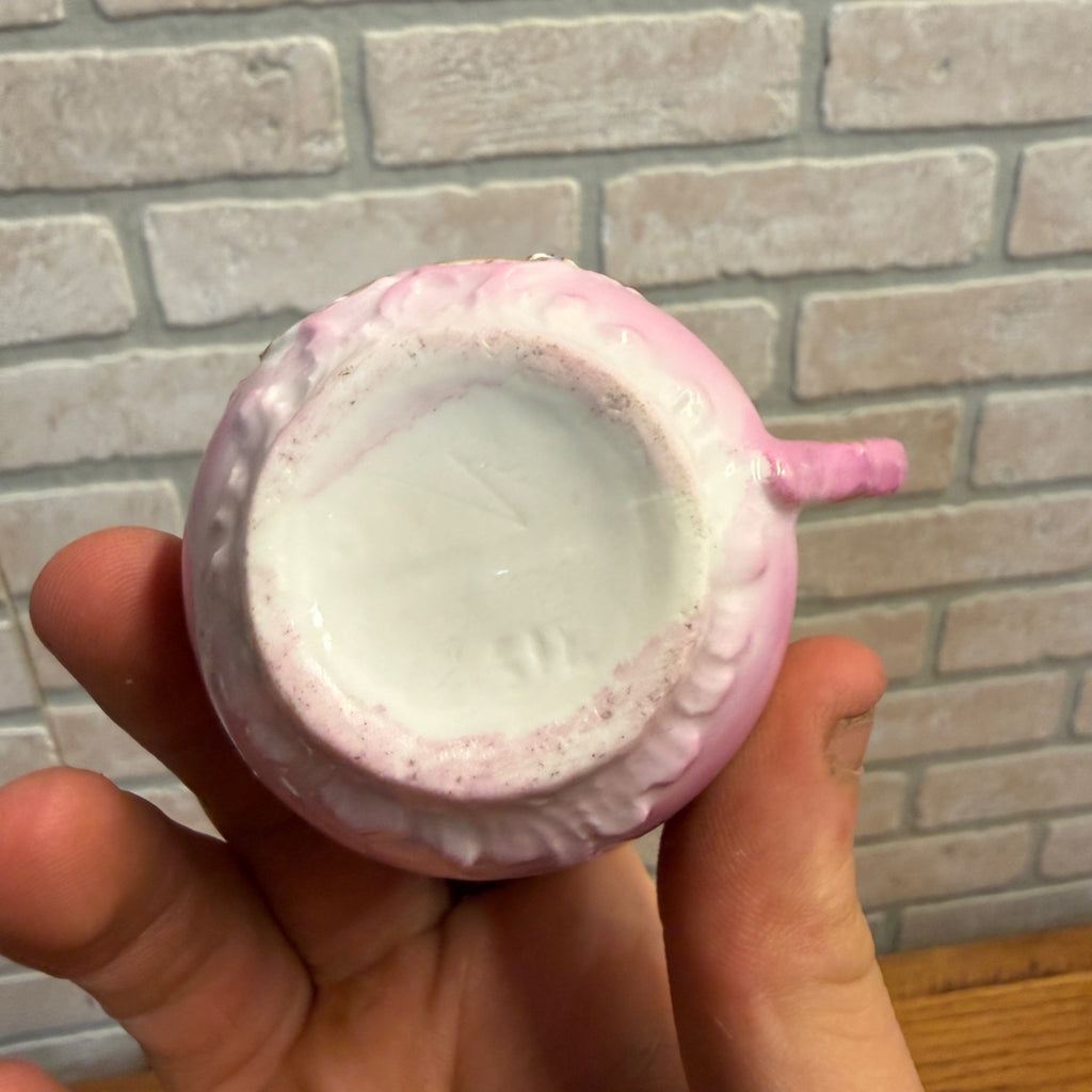 Antique Pink Porcelain Demitasse Cup & Saucer With Hand-Painted Child Portrait