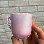 Antique Pink Porcelain Demitasse Cup & Saucer With Hand-Painted Child Portrait