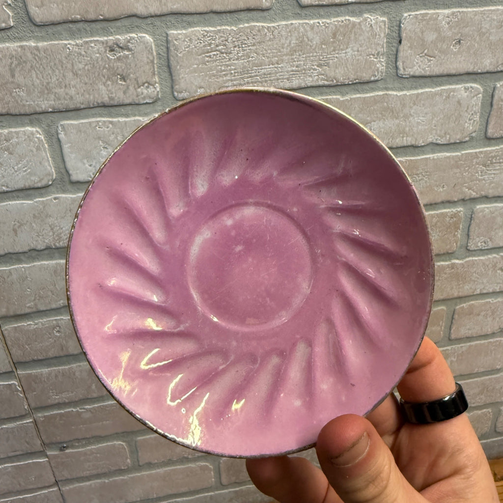 Antique Pink Porcelain Demitasse Cup & Saucer With Hand-Painted Child Portrait