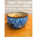Antique Vintage Enamelware Blue White Swirl Bowl 8" Planter Farmhouse Rustic