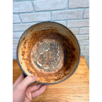 Antique Vintage Enamelware Blue White Swirl Bowl 8" Planter Farmhouse Rustic