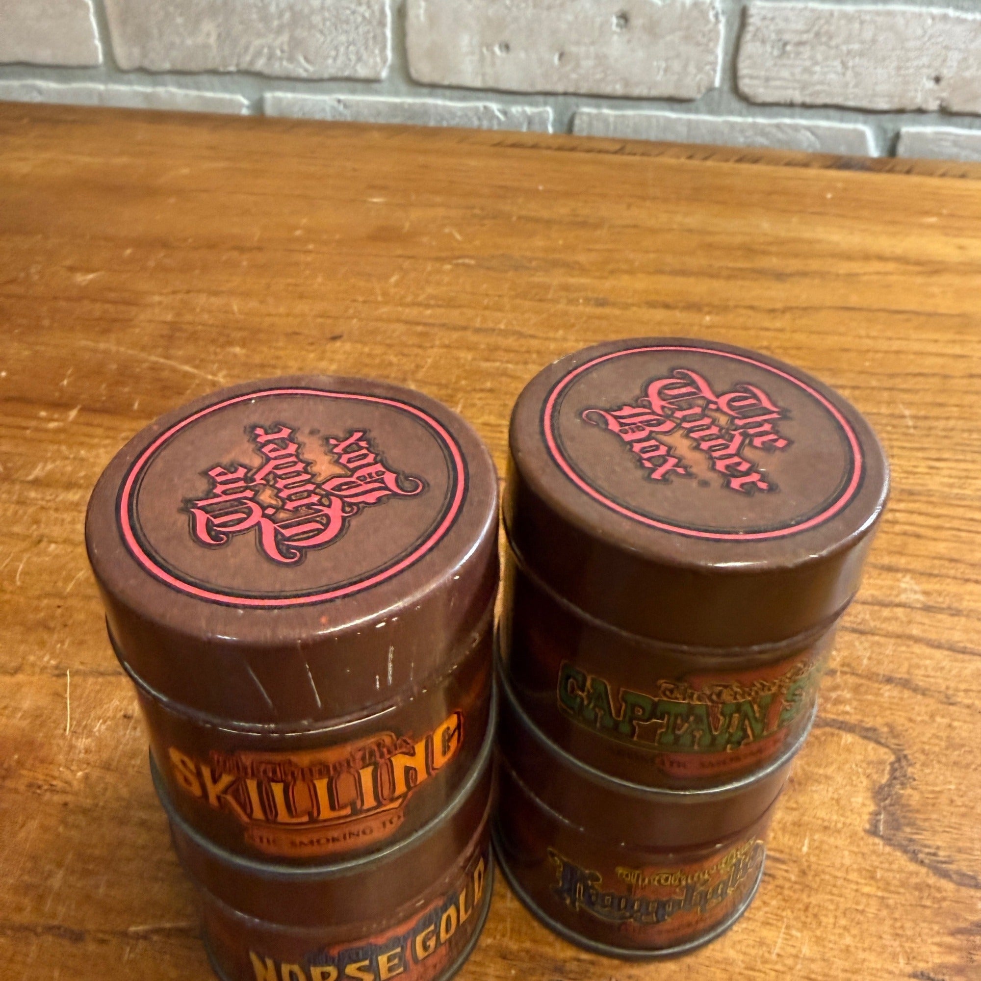 Vintage The Tinder Box Tobacco Tins lot of 4 Captain Spice Lamplighter Norse Gold