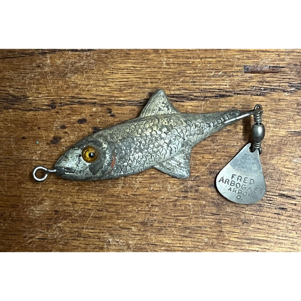 RARE Vintage Fred Arbogast Tin Liz Metal Fishing Lure Tackle Spin Tail (1927-29)