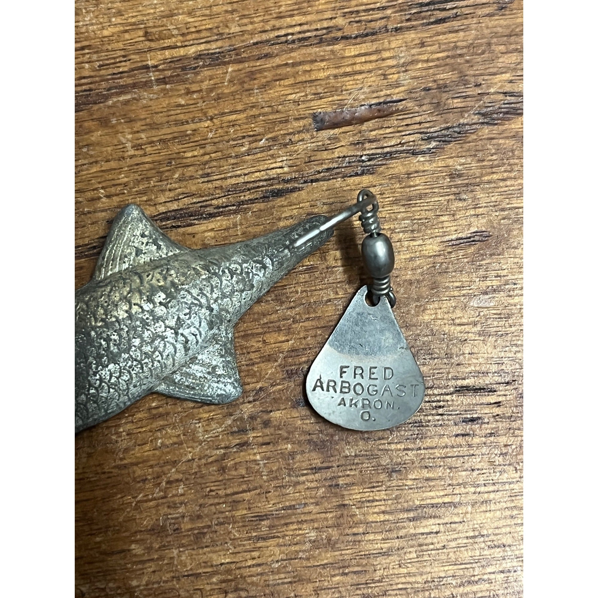 RARE Vintage Fred Arbogast Tin Liz Metal Fishing Lure Tackle Spin Tail (1927-29)