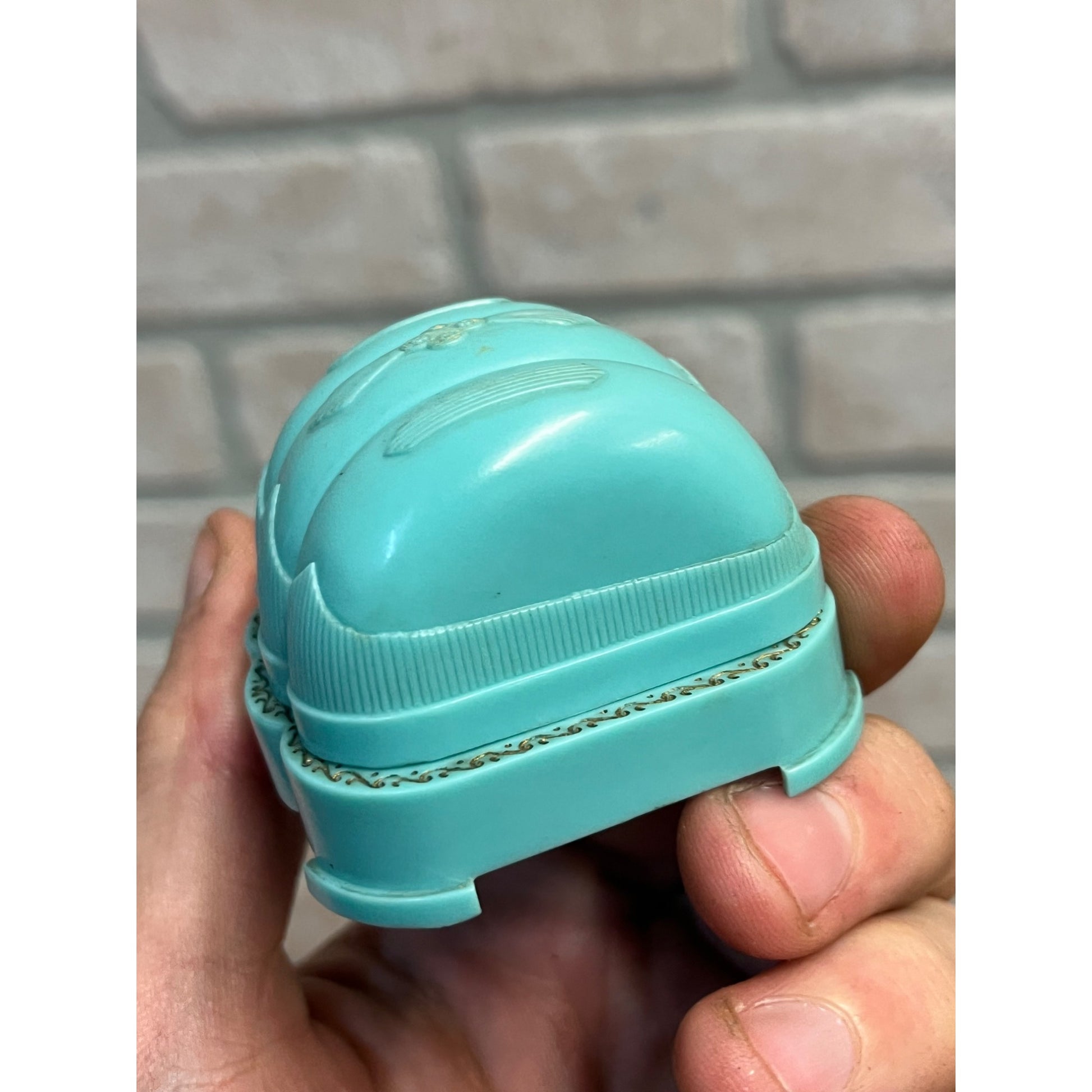 Vintage Ring Presentation Box Celluloid Turquoise Blue Art Deco Fueger Peoria IL