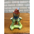 Vintage Bird Parrot Flower Double Bud Vase Czech Czechoslovakia Matte