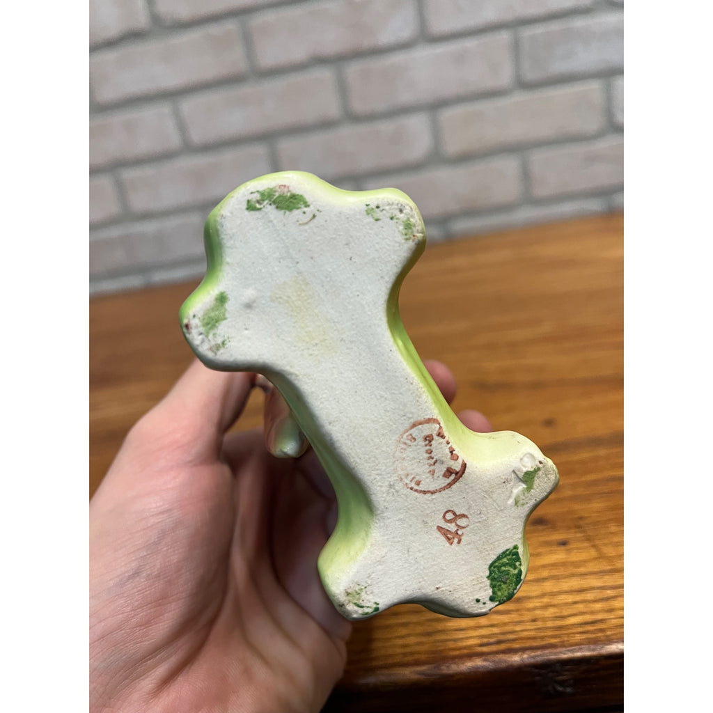 Vintage Bird Parrot Flower Double Bud Vase Czech Czechoslovakia Matte