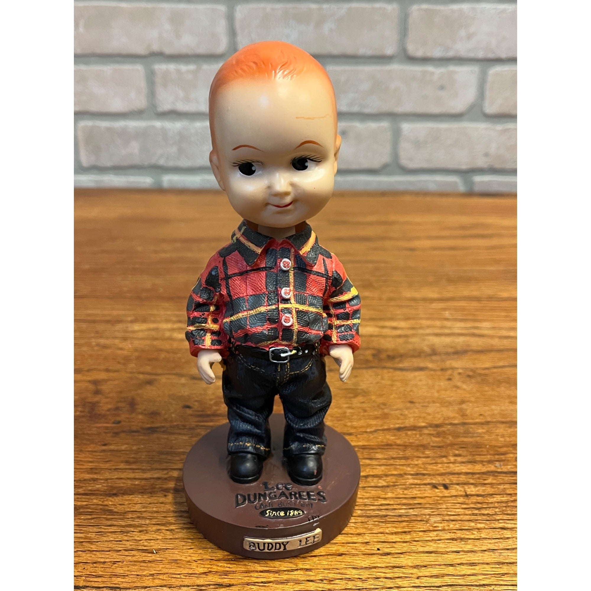 Vintage Lee Dungarees Buddy Lee Advertising Doll Bobblehead Figure Red Plaid