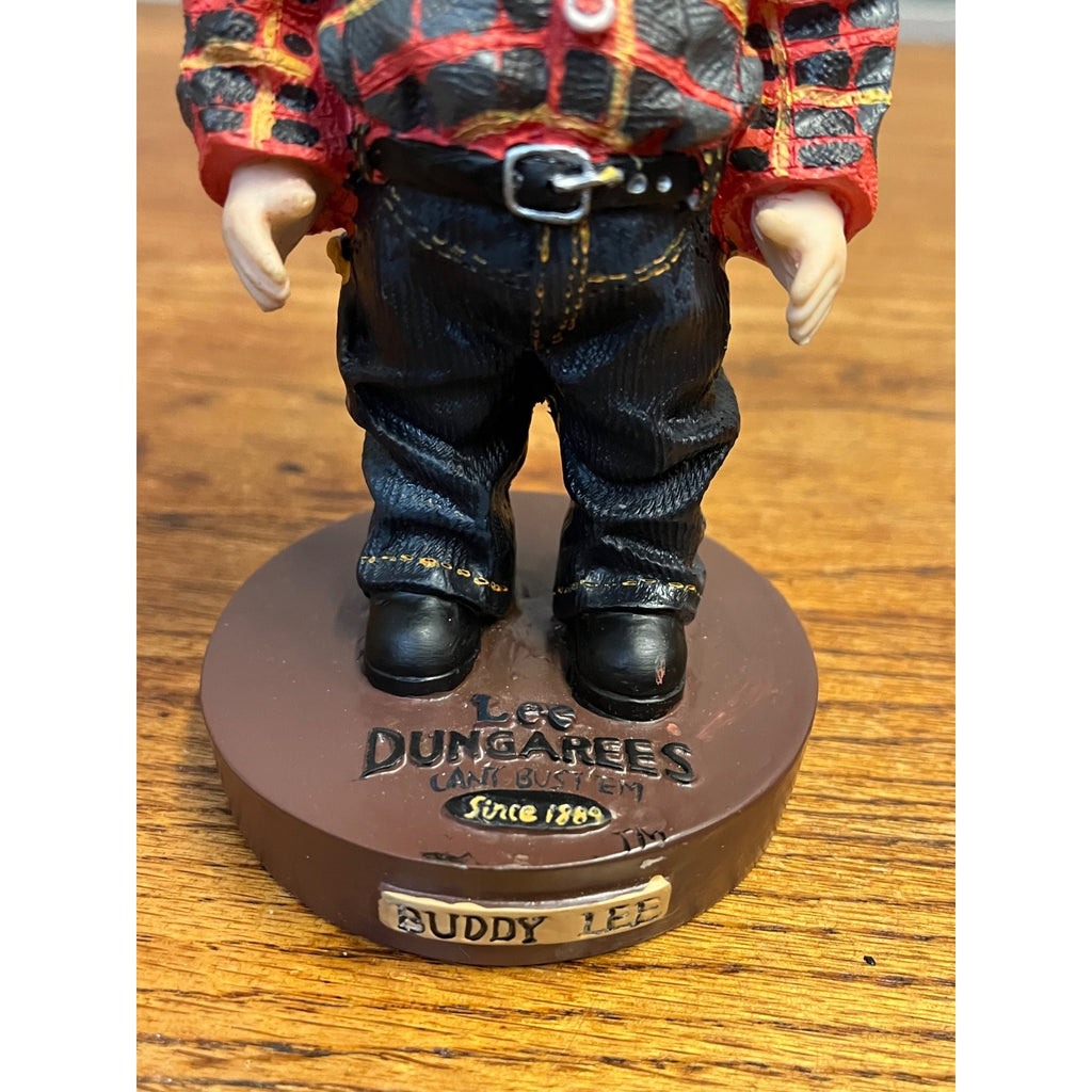 Vintage Lee Dungarees Buddy Lee Advertising Doll Bobblehead Figure Red Plaid