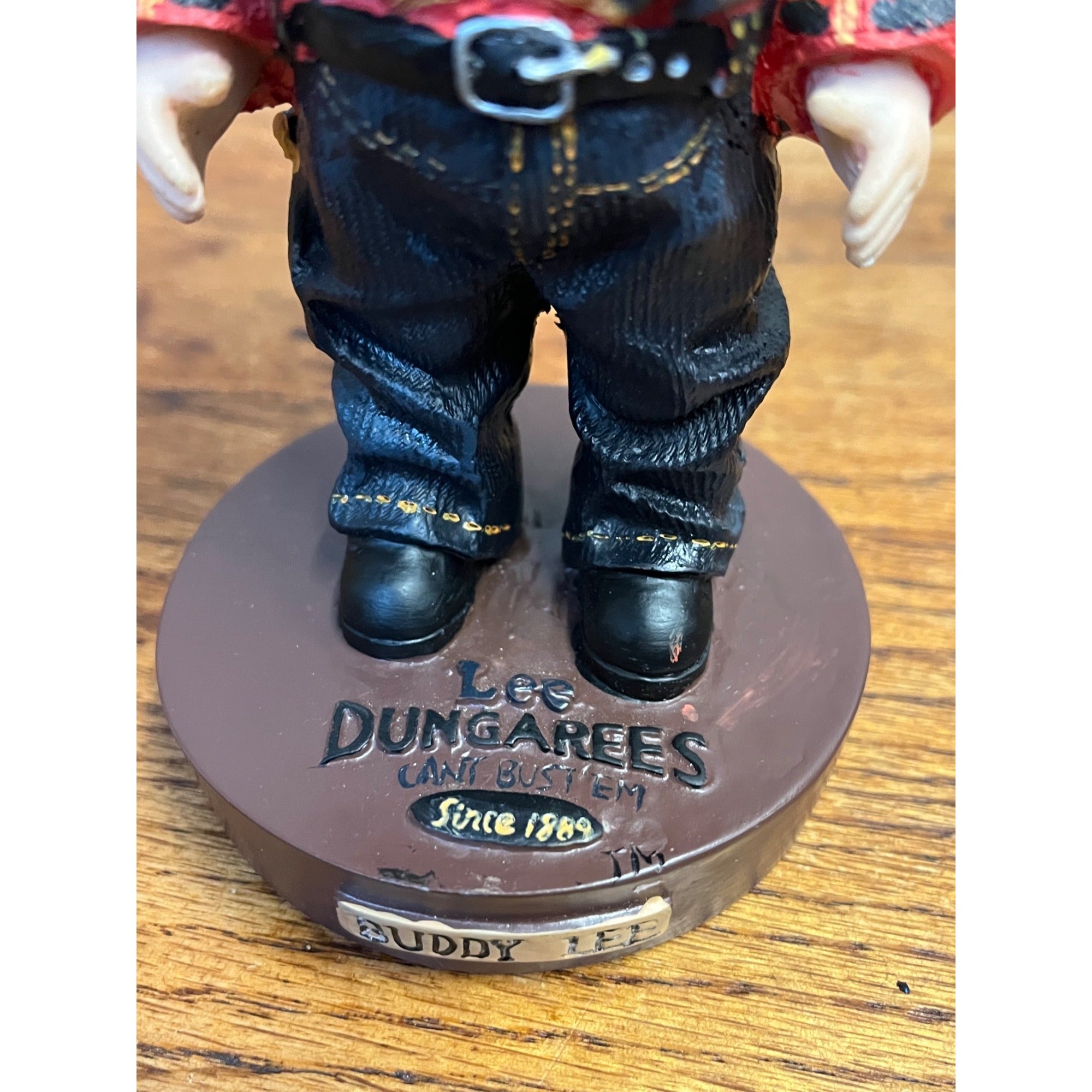 Vintage Lee Dungarees Buddy Lee Advertising Doll Bobblehead Figure Red Plaid