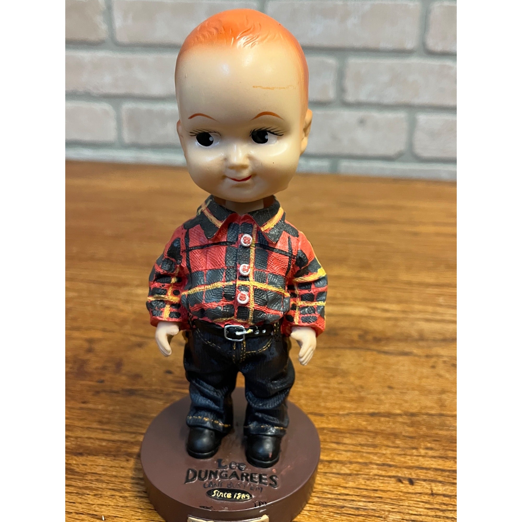 Vintage Lee Dungarees Buddy Lee Advertising Doll Bobblehead Figure Red Plaid