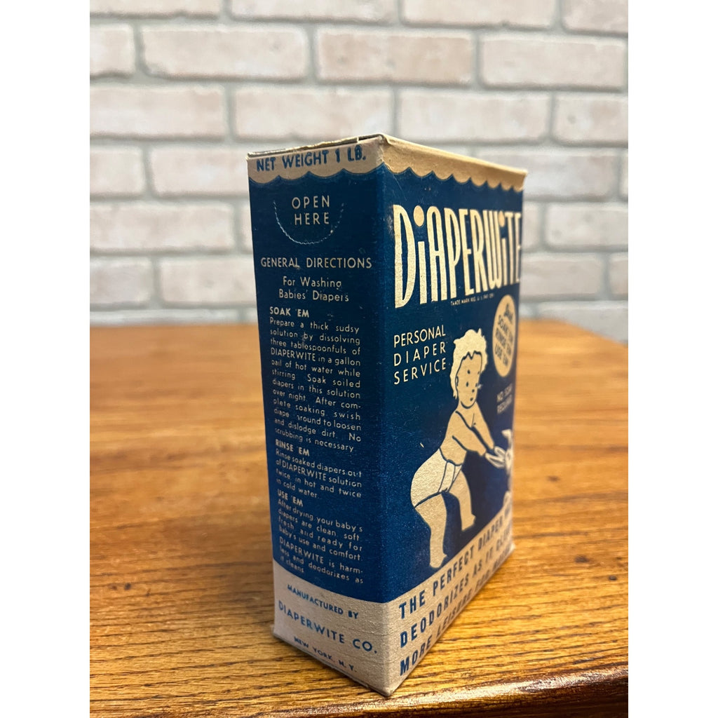 Antique Unopened Diaperwite Laundry Soap Cleaner Detergent Box Baby & Bunny