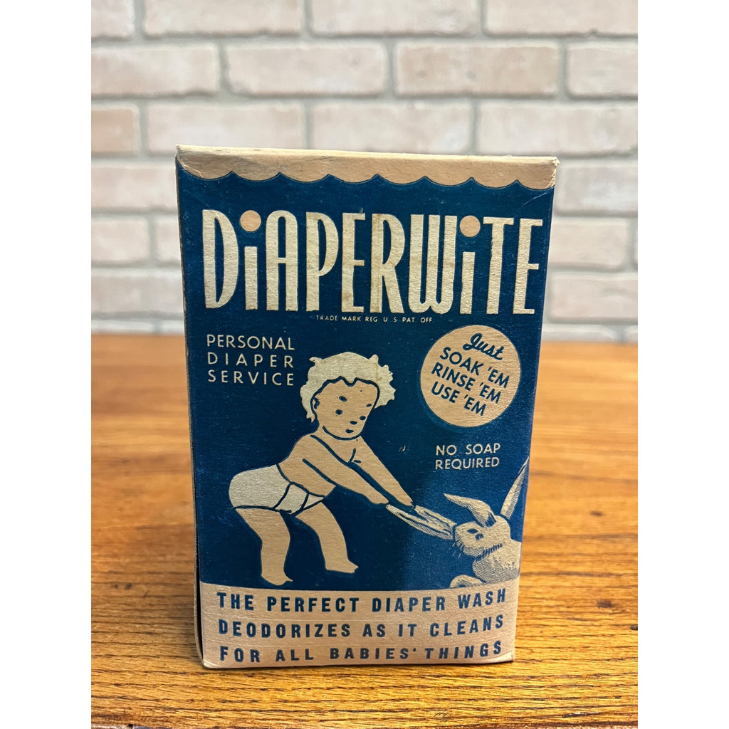 Antique Unopened Diaperwite Laundry Soap Cleaner Detergent Box Baby & Bunny