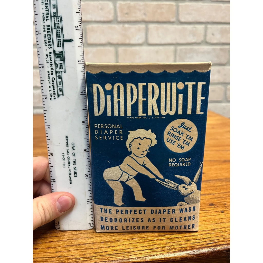 Antique Unopened Diaperwite Laundry Soap Cleaner Detergent Box Baby & Bunny
