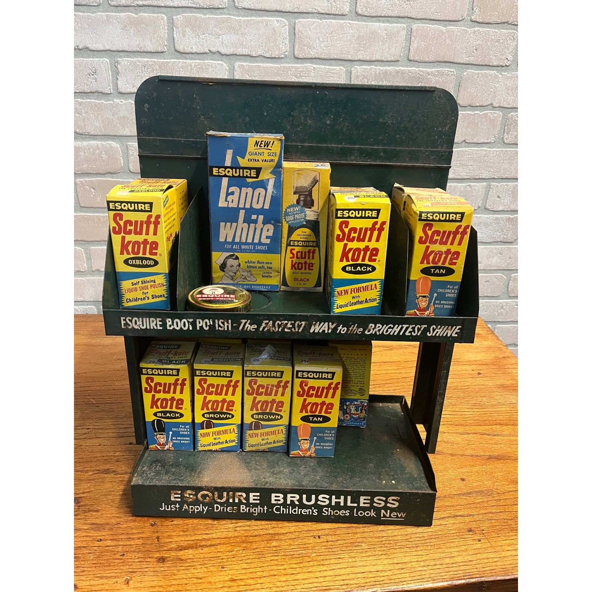 Vintage 1950s Esquire Shoe Polish Countertop Store Display Shelf Advertising