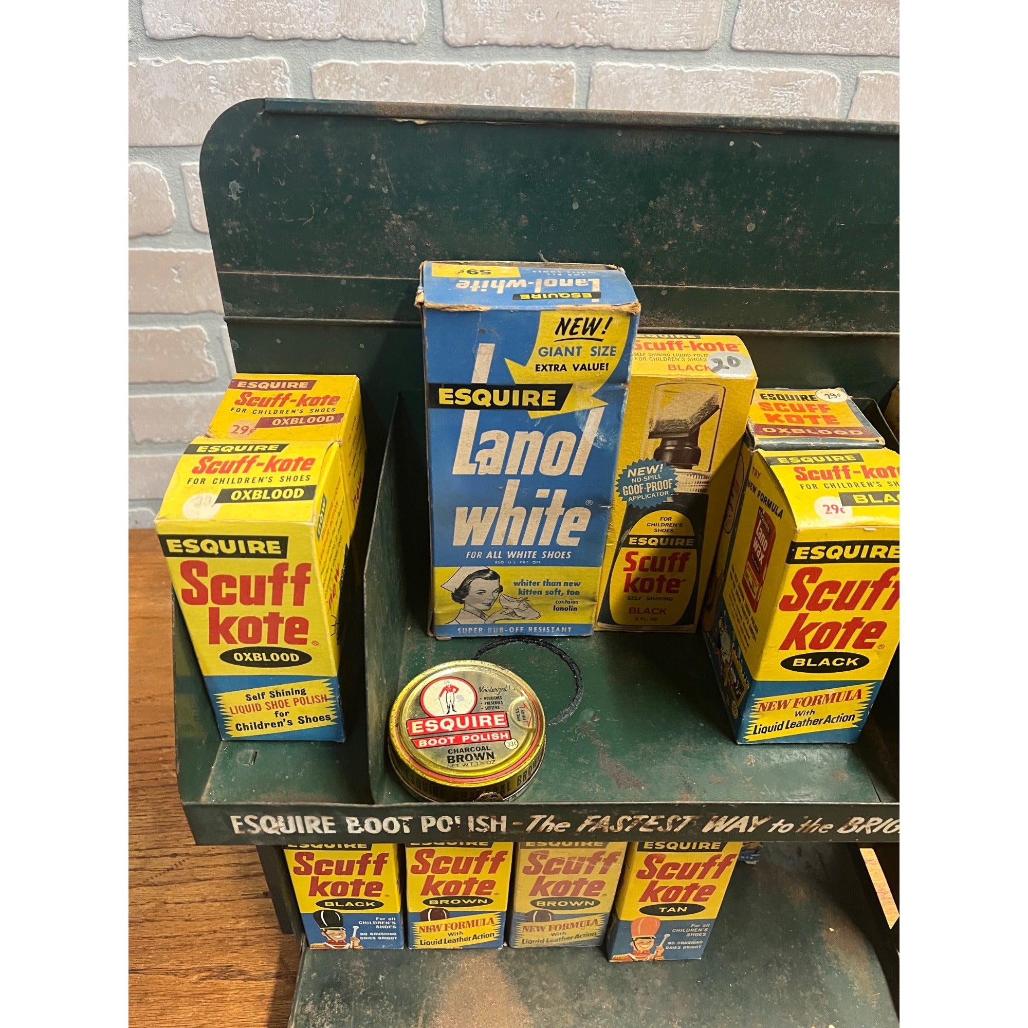 Vintage 1950s Esquire Shoe Polish Countertop Store Display Shelf Advertising