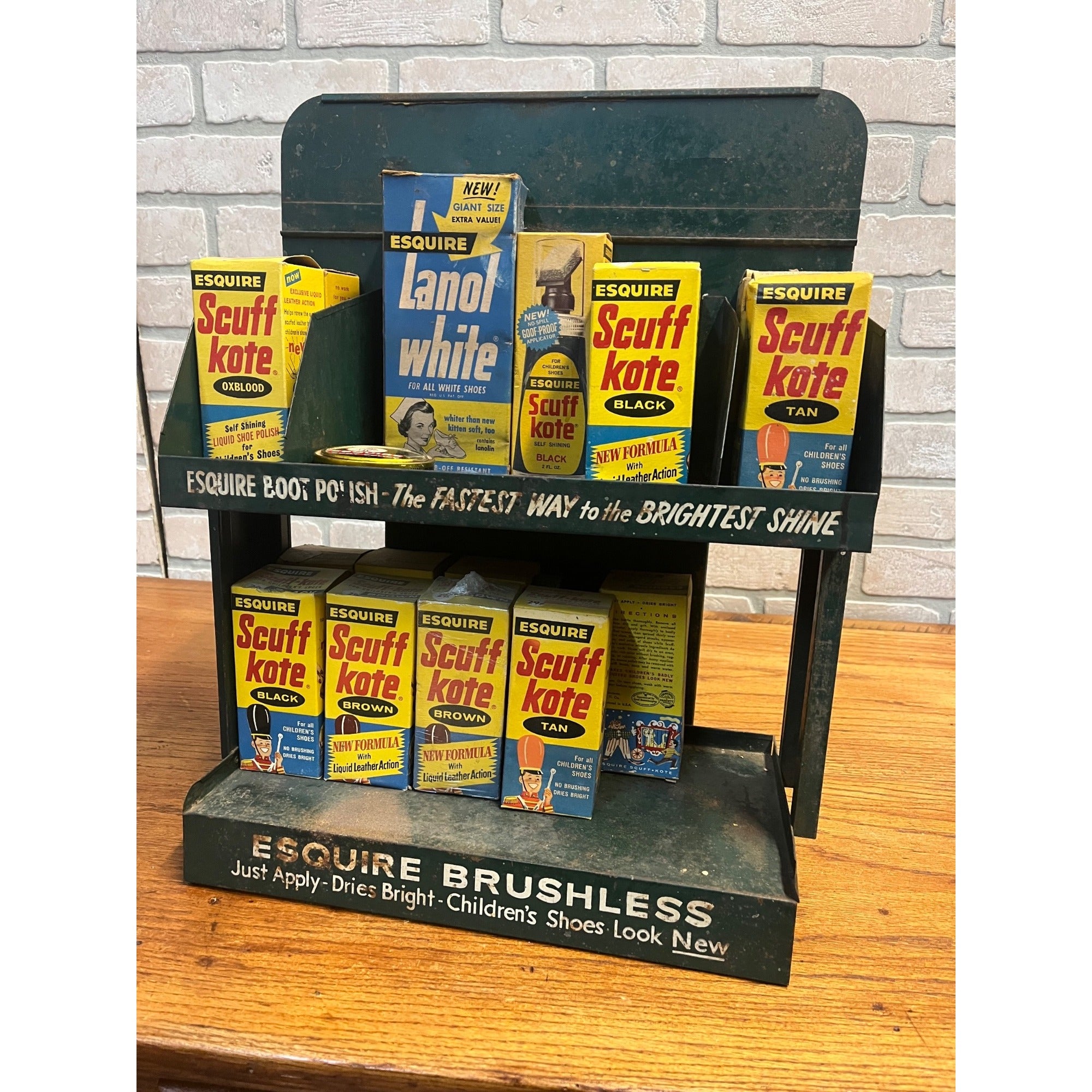 Vintage 1950s Esquire Shoe Polish Countertop Store Display Shelf Advertising