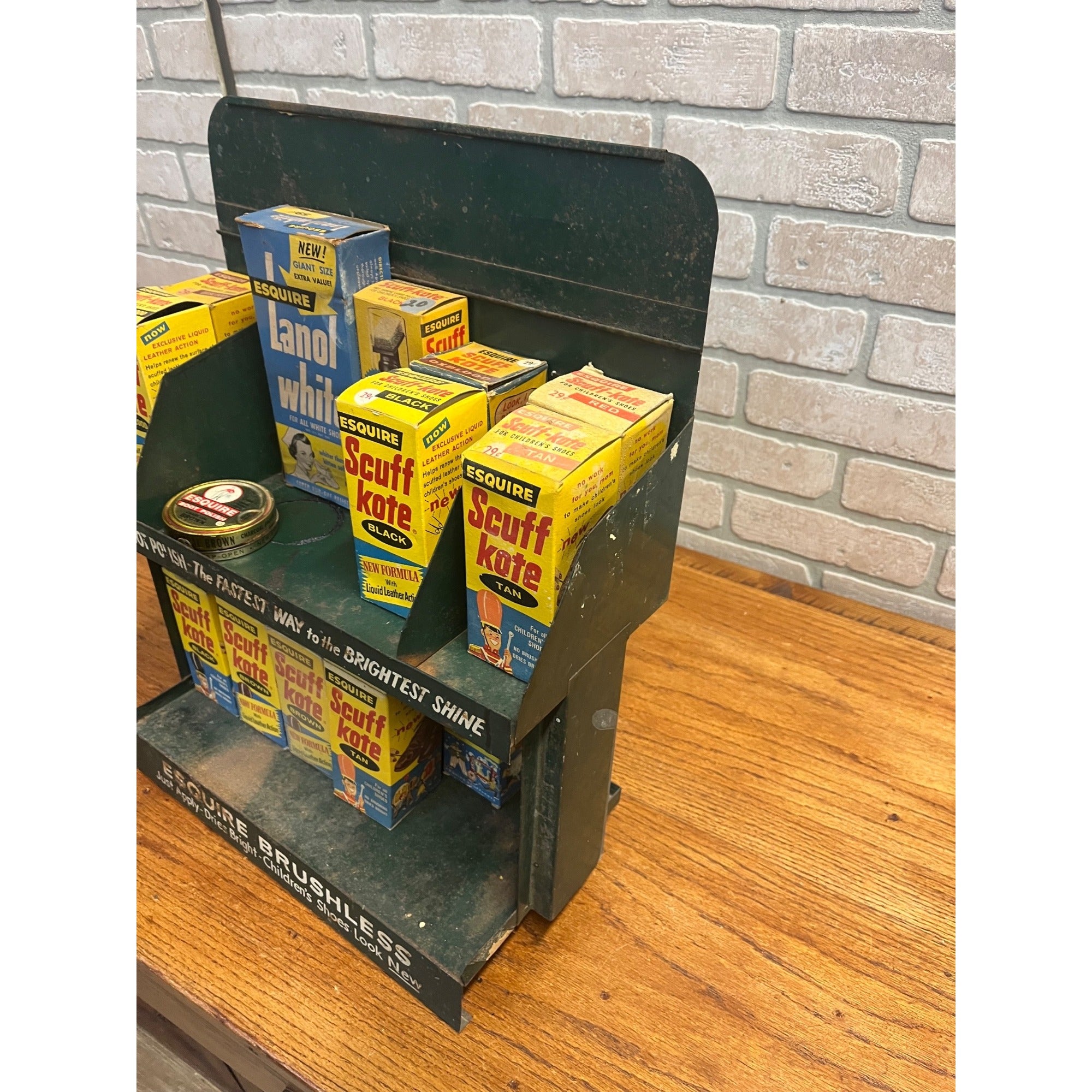 Vintage 1950s Esquire Shoe Polish Countertop Store Display Shelf Advertising